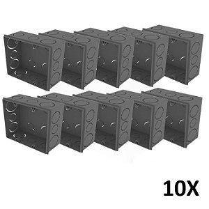 Kit 10 Caixa De Luz 4x4 Embutir Cinza Tuboline