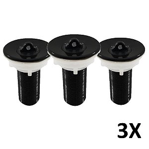 Kit 3 Válvula P/ Lavatório Cuba 7/8 com Tampa Preto Astra