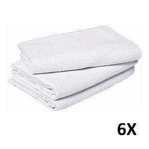 Kit 6 Pano de Chão Branco Alvejado P/ Limpeza Uso Geral