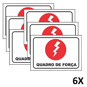 Kit 6 Placa Sinalização Portas Quadro de Força 19,5cmx14cm