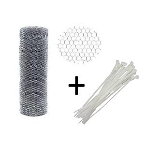 Tela Arame Viveiro 1X10Metros + 20 Enforca Gato 3,6mmx300mm