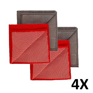Kit 4 Panos Multiuso 2 em 1 Esfrega Seca Microfibra 29X29cm