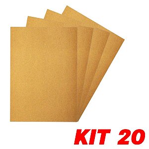 Kit 20 Lixa Folha Grão 80 Madeira Porta Acabamento 27X22cm