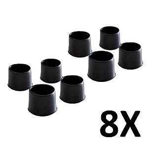 Kit 8 Ponteira Cadeiras Mesa Pés Móveis Tubos Preta 7/8''