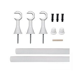 Kit Varão Suporte Simples Cortina Ponteira 19mmX4M Branco