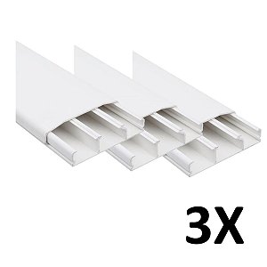 Kit 3 Canaleta 3 Divisórias Cabos Fios Fita Dupla Face 2MT