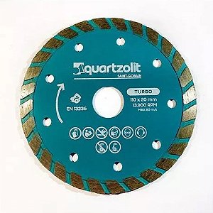 Disco de Corte Diamantado Turbo Pro 110x20mm Quartzolit