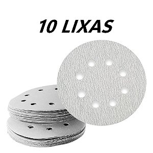 Kit 10 Disco Lixa Pluma Orbital 125mm 5" 8 Furos Grão 60