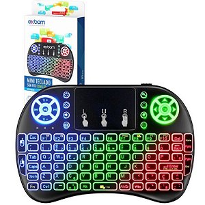 Mini Teclado Controle Sem Fio Smart Tv Box Pc Led Touchpad