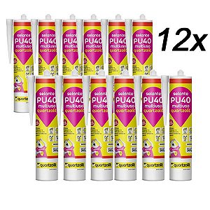 Kit 12 Adesivo Selante PU40 Multiuso Branco 360g Quartzolit