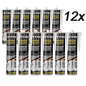 Kit 12 Adesivo Selante PU40 Multiuso Cinza 360g/212ml W-MAX