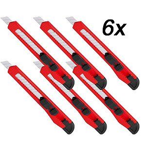 Kit 6 Estilete C/ Trava Lâmina Estreita 8285 9mm Brasfort