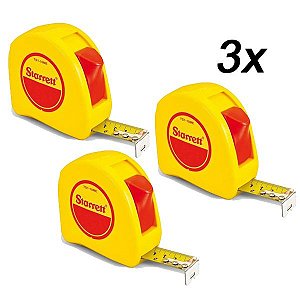 Kit 3 Trena Bolso Fita Aço Resistente C/ Trava 3m Starrett
