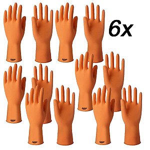 Kit 6 Luva Látex Limpeza Multiuso Laranja Plus Tamanho P