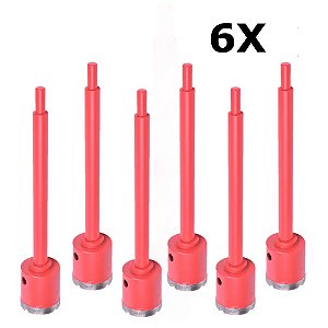Kit 6 Serra Copo Diamantada Haste Furadeira 40mm Diametalic