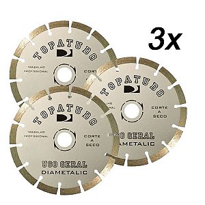 Kit 3 Disco Corte Diamantado Segmentado Topa Tudo 180mm