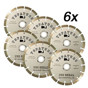 Kit 6 Disco Corte Diamantado Segmentado Topa Tudo 180mm