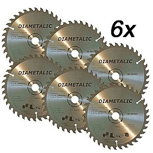 Kit 6 Disco Serra Para Madeira 180mm 7.1/4'' 36 Dentes
