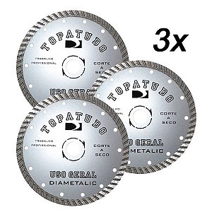 Kit 3 Disco de Corte Diamantado Turbo Topa Tudo 180mm