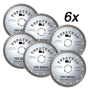 Kit 6 Disco de Corte Diamantado Turbo Topa Tudo 180mm
