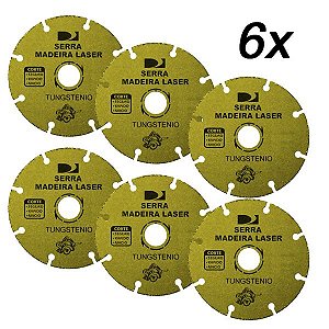 Kit 6 Disco Serra Madeira Laser Tungstênio 7.1/4'' 180mm