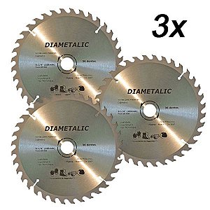 Kit 3 Disco Serra Para Madeira 230mm 9.1/4'' 36 Dentes
