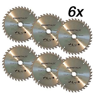 Kit 6 Disco Serra Para Madeira 230mm 9.1/4'' 36 Dentes