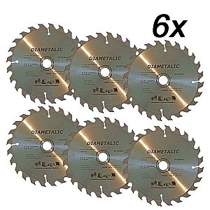 Kit 6 Disco Serra Para Madeira 230mm 9.1/4'' 24 Dentes