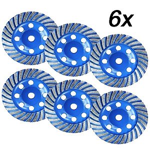 Kit 6 Disco Desbaste Diamantado Rebolo 115mm x 22,23mm Idea
