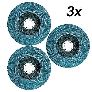 Kit 3 Disco Flap Desbaste Acabamento Grão 40 115x22mm