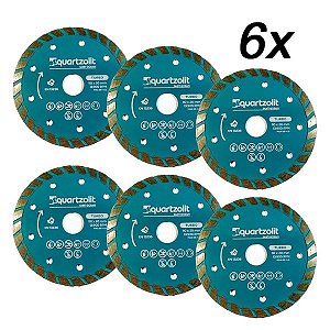 Kit 6 Disco Corte Diamantado Turbo Pro 110x20mm Quartzolit