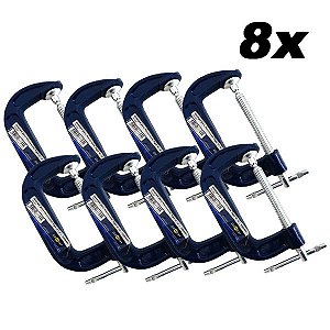 Kit 8 Sargento Grampo Marceneiro Tipo C Pesado 4'' 100mm