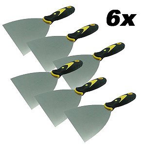 Kit 6 Espátula De Aço Lisa Com Cabo Emborrachado 5'' 0,7mm