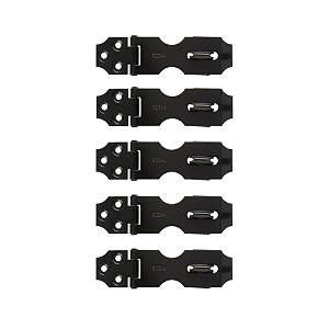 Kit 5 Ferrolho C/ Porta Cadeado Trinco Preto 6,5x2,5cm Rocha
