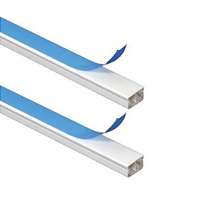 Kit 2 Canaleta Branca 2 Divisórias Cabos Fita Dupla Face 1m