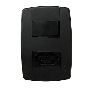 Conjunto Interruptor Simples + Tomada 20A 250V 4x2 Preta