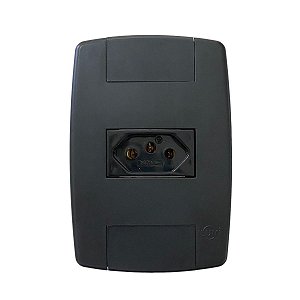 Tomada Elétrica Preta 2P+T 20A 250V Placa Espelho 4x2 Ilumi