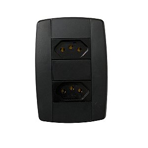 Conjunto 2 Tomadas Preta Monobloco 2P+T 20A 250V 4x2 Ilumi