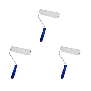 Kit 3  Rolo Pintura Rolinho Lã Sintética C/ Cabo 15cm Tigre