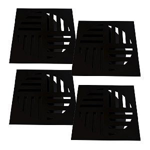 Kit 4 Ralo Grelha Quadrada Com Fecho Automático Preto 15cm