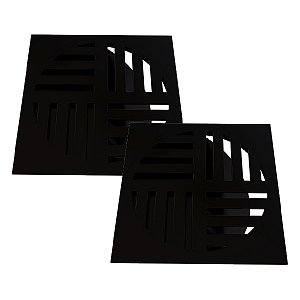Kit 2 Ralo Grelha Quadrada Com Fecho Automático Preto 15cm