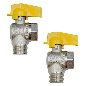 Kit 2 Registro Válvula Esférica 90° RM x RF 1/2'' Pex Gás