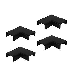 Kit 4 Conexão Curva Cotovelo Externo Canaleta Preto 20x10mm