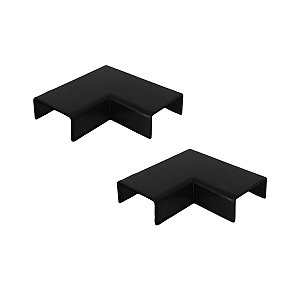 Kit 2 Conexão Curva Cotovelo Externo Canaleta Preto 20x10mm