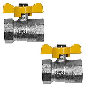 Kit 2 Registro Válvula Esfera Metálica RF X RF 1/2'' Pex Gás