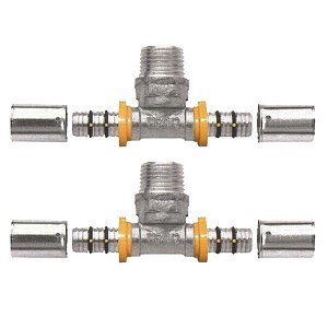Kit 2 Te Tee p/ Gás Encanado 16mm RM 1/2'' Pex Multicamadas