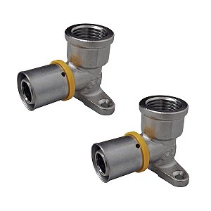 Kit 2 Joelho Cotovelo Base Fixa P/ Gás 16mm 1/2'' Pex Gás