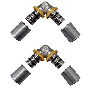 Kit 2 Joelho Cotovelo p/ Gás 16mm Prensar Pex Multicamadas