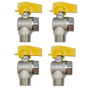 Kit 4 Registro Válvula Esférica 90° RM x RF 1/2'' Pex Gás