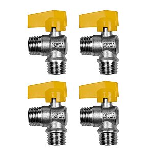 Kit 4 Registro Válvula Esférica 90° RM X RM 1/2'' Pex Gás